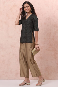 Black Art Silk Short Top image number 5
