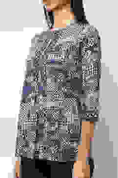 Indigo Cotton Printed Straight Top image number 1