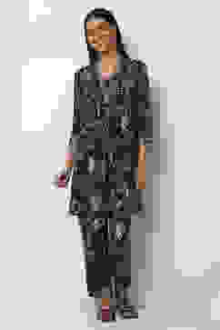 Navy Blue Printed Straight Co-ord Set image number 6