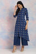 Indigo Cotton Flex Asymmetric Kurta image number 3