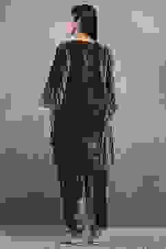 Olive Polyester Embroidered Straight Suit Set image number 4