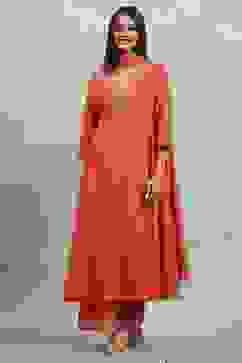 Orange Cotton Printed Kalidar Suit Set image number 6