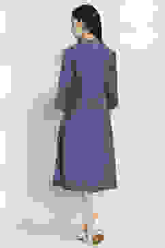 Indigo Solid Flared Kurta image number 3