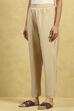 Gold Viscose Blend Solid Narrow Pants image number 2