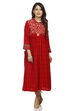 Maroon Flared Viscose Dress image number 0