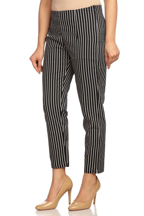 Black Cotton Fusion Pants image number 2