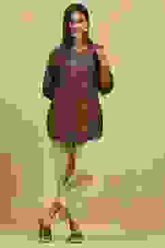 Mustard Viscose Blend Printed Straight Top image number 0