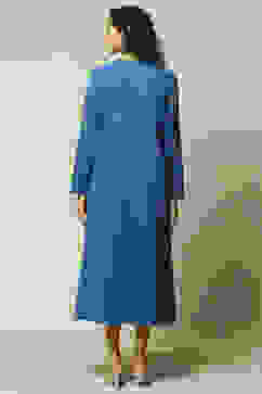 Blue Cotton Blend Printed Dress image number 3