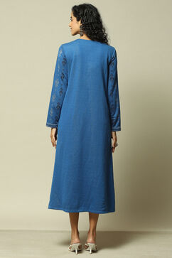 Blue Cotton Blend Printed Dress image number 3