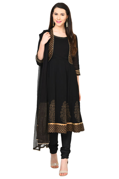 Black Kalidar Viscose Suit Set image number 0