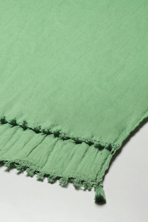 Green Cotton Solid Dupatta image number 1