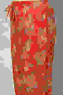 Red Cotton Lurex Floral Printed Straight Suit Set image number 2