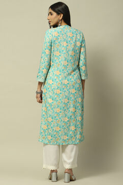 Green Rayon Staight Kurta image number 3