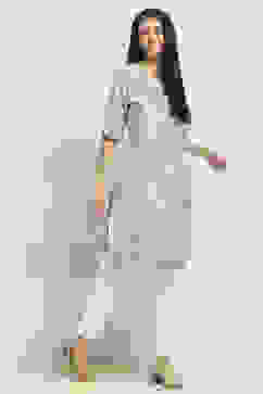 Blue Printed Straight Kurta image number 4