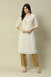 White Cotton Blend Straight Kurta image number 5