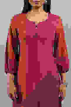 Pink Printed Straight Kurta image number 1
