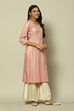 Peach LIVA Straight Printed Kurta image number 3