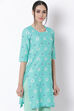 Mint Green Cotton Straight Kurta image number 4