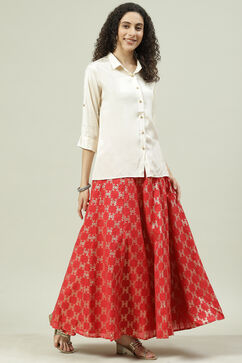Red Art Silk Skirt Set image number 5