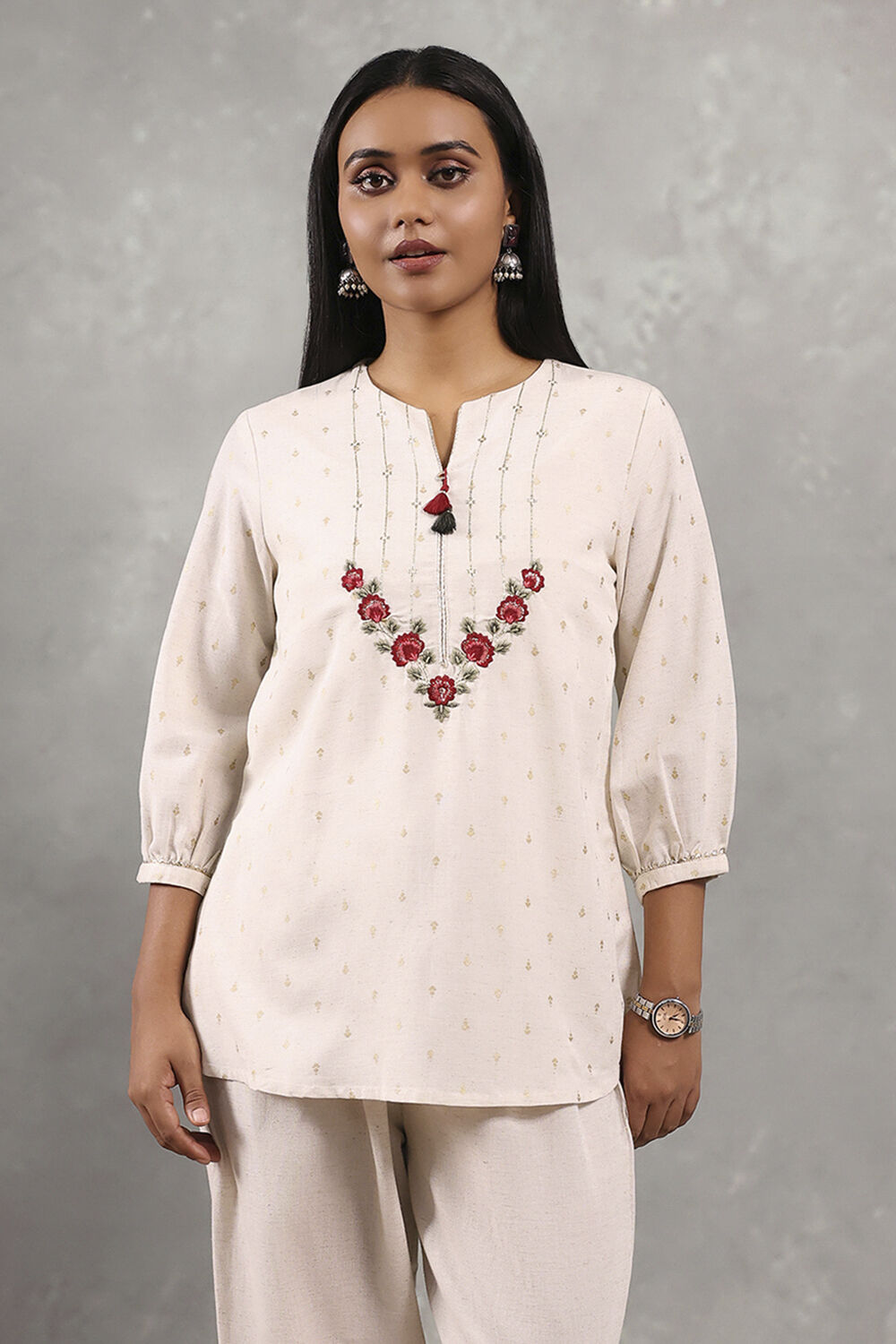 Natural Viscose Printed Straight Top image number 5