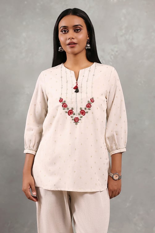 Natural Viscose Printed Straight Top image number 5