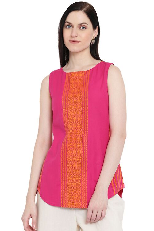 Pink Cotton Straight Top image number 0