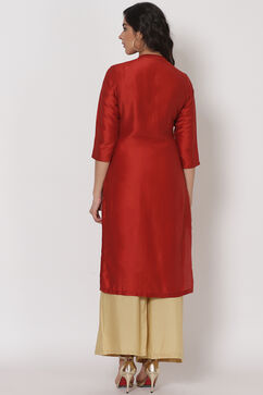 Rust Polyster Kurta image number 4