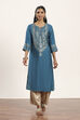 Aqua Viscose Rayon Straight Kurta Pants Set image number 6