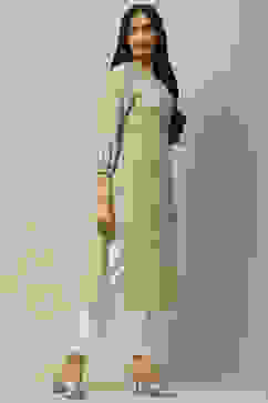 Green Rayon Staight Kurta image number 4