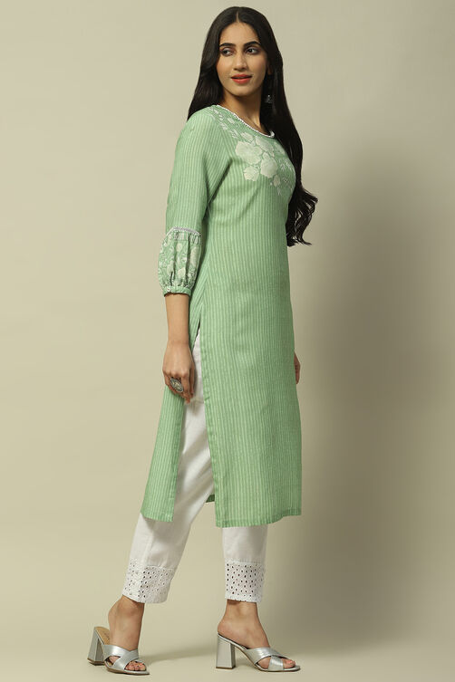 Green Rayon Staight Kurta image number 4