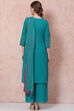 Green Cotton Flex Straight Suit Set image number 4