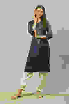 Blue Poly Viscose Straight Printed Kurta image number 0