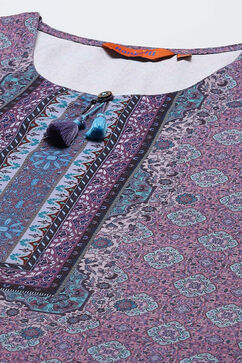 Lavender LIVA Straight Printed Kurta image number 1