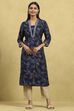 Indigo Blue Viscose Blend Printed Straight Kurta image number 5