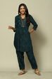 Peacock Blue Viscose Printed Straight Suit Set image number 0