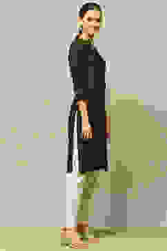 Olive Green Solid Straight Kurta image number 4