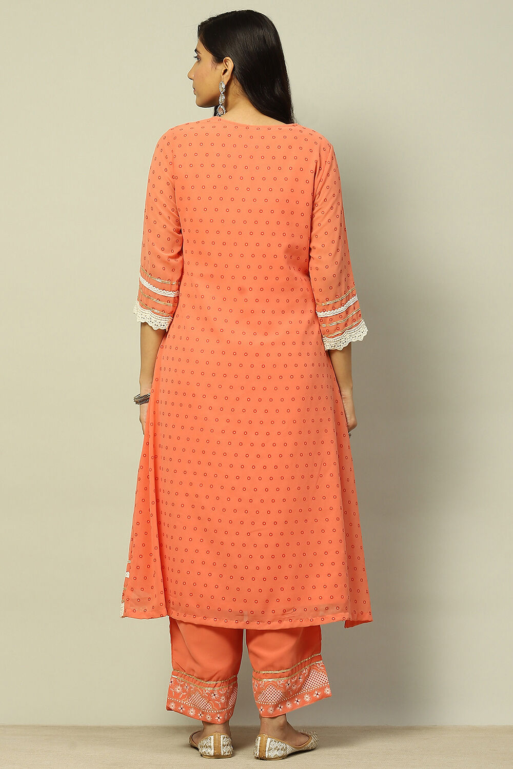 Coral Polyester Straight Suit Set image number 4