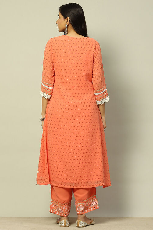 Coral Polyester Straight Suit Set image number 4