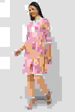 Pink Cotton Printed Straight Kurta Set image number 3