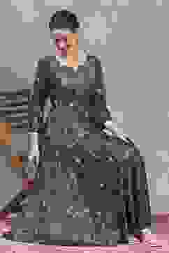 Blue Viscose Rayon Printed Flared Dress image number 0