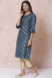Olive Green Viscose Straight Kurta image number 3