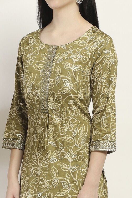Olive Cotton Straight Set image number 1