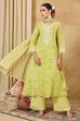 Light Green Polyester A-Line Printed Suit Set