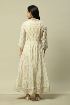 White Viscose Asymmetric Printed Dress image number 3