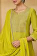 Lime Viscose Blend Straight Printed Suit Set image number 1