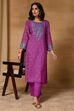 Emerald Green Viscose Rayon Straight Printed Kurta Pants Set image number 0