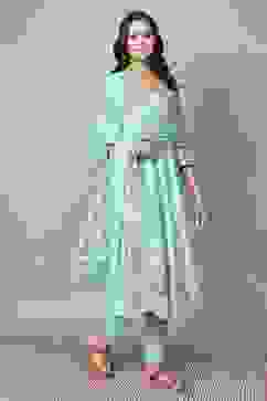 Blue Cotton Gathered Suit Sets image number 6