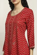 Red Viscose Rayon Printed Straight Kurta Pants Set image number 1
