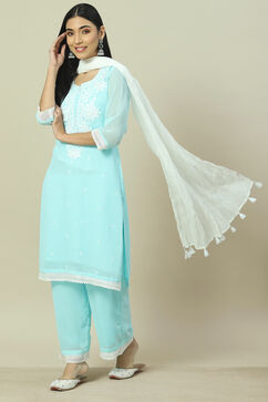 Sky Blue Cotton Blend Palazzo image number 1