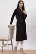 Black Acrylic Straight Kurta image number 4